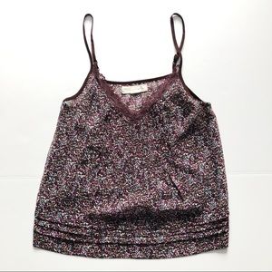 Purple tank top with color floral detail. Size S